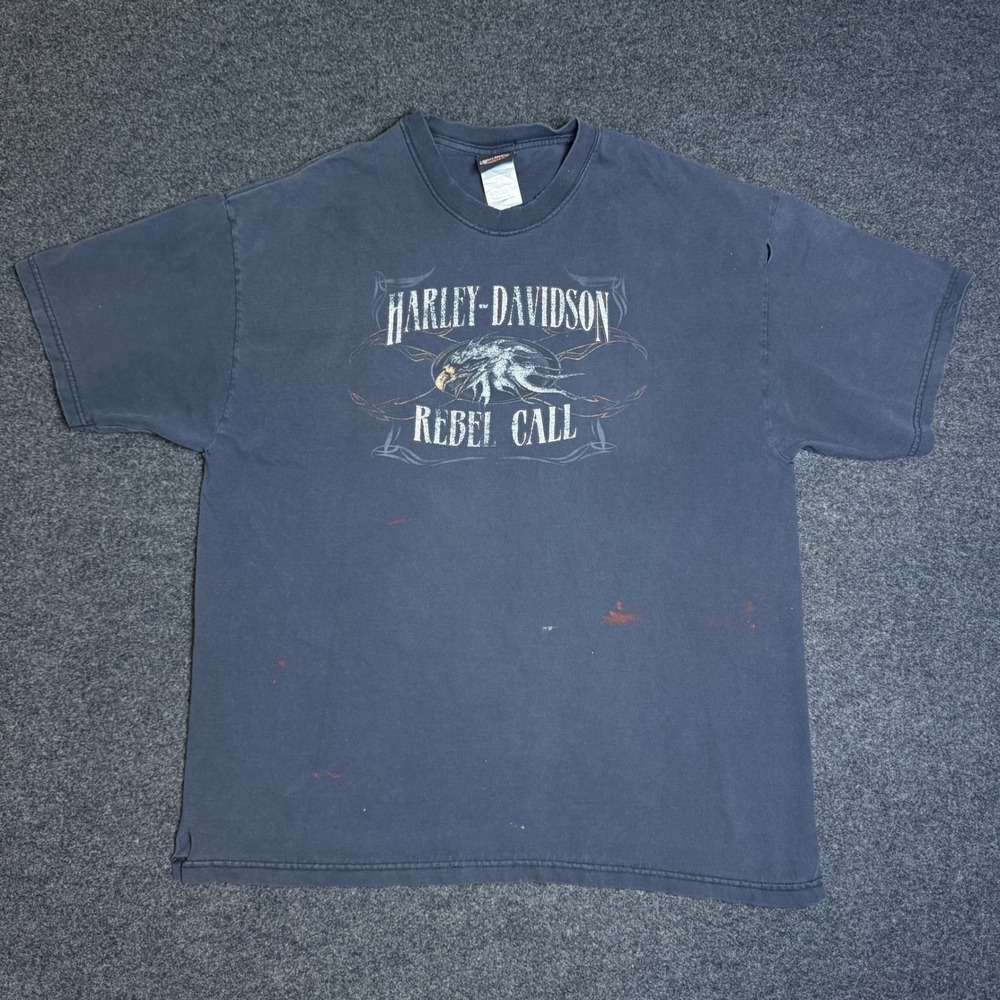 Vintage Harley-Davidson T-Shirt Mens XL Blue Made in USA Distressed Florence SC